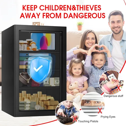 Vista 8 de 5.2 Cuft Large Fireproof Safe, Security Home Safes Water and Fireproof with Digital Keypad, Removable Shelves and Alarm System, Anti-theft Safes for