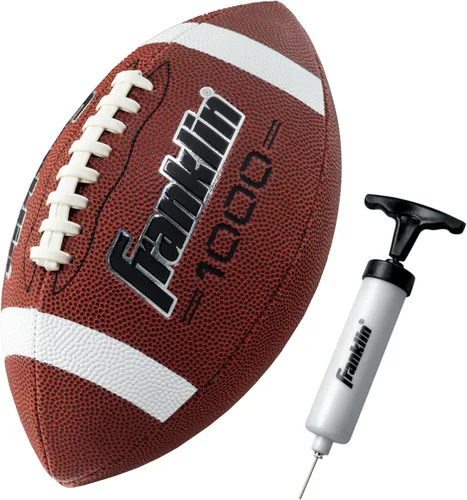 Vista 9 de Franklin Sports Youth + Adult Footballs - Extra Grip 1000 Official Size, Junior + Pee Wee Kids - 1 + 12 Packs Negro/Óptico