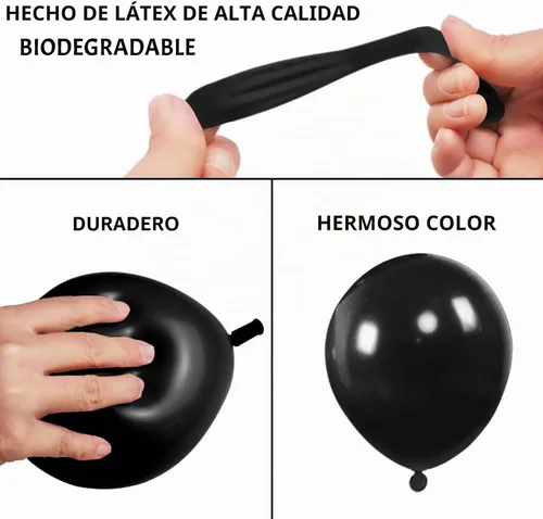 Vista 3 de 110 globos negros pequeños de látex negro de 5 pulgadas, mini globos negros gruesos de cumpleaños para decoración de bodas, baby shower. B01-negro