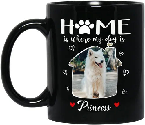 Vista 10 de Tazas de café personalizadas, regalo para cumpleaños de amantes de los perros, taza de cerámica de 11 onzas y 15 onzas, taza de café negra