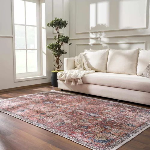 Vista 11 de Hauteloom Wentworth - Alfombra lavable a máquina para sala de estar, dormitorio, borde de medallón, diseño floral desteñido, oriental tradicional