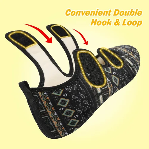 Vista 5 de LeIsfIt Pantuflas de casa para mujeres y hombres, pantuflas anchas para diabéticos, ajustables, zapatos de casa descalzos, calcetines suaves