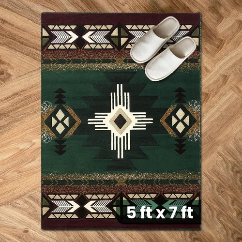 Vista 62 de YHSF South West - alfombra estilo nativo americano del suroeste C318 - fácil de limpiar, gruesa, suave, duradera, alfombra inspirada en tribus