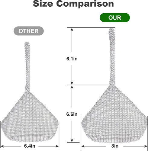 Vista 3 de ELEOPTION - Bolso de mano para mujer, diseño triangular, ideal para fiestas o graduaciones, Plateado