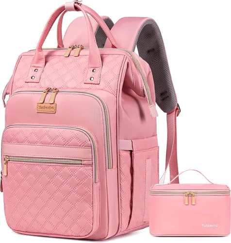 Vista 11 de Mochila de almuerzo, mochila para laptop de 15.6 pulgadas para mujeres, enfermeras, profesores, mochila de trabajo con lonchera aislada, Negro