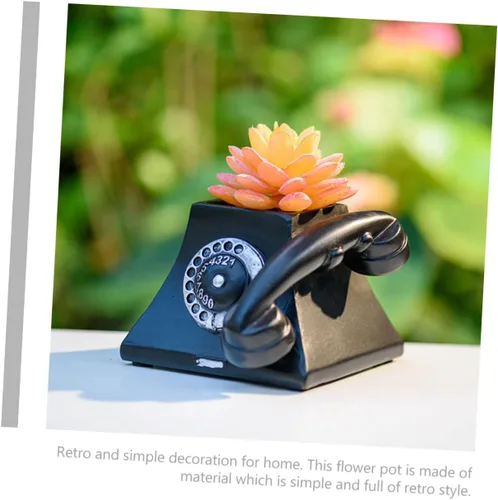 Vista 5 de Elegante teléfono flores maceta creativa decoración para oficina en casa resina