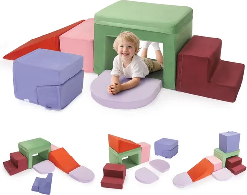 Vista 17 de Lischwert Bloques de escalada de espuma para niños pequeños de 1 a 3 años, juego suave de 4 piezas con juguetes de exploración para gatear, bloques