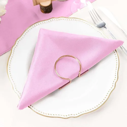 Vista 2 de Efavormart - Juego de 25 servilletas de tela de alta calidad, 20 x 20 pulgadas, color rosa, sin costuras, mantel de lino lavable con bordes