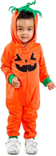 Vista 4 de Tipsy Elves Lindo pijama de calabaza naranja con capucha para vestir y fotos familiares para bebés y niños pequeños talla unisex