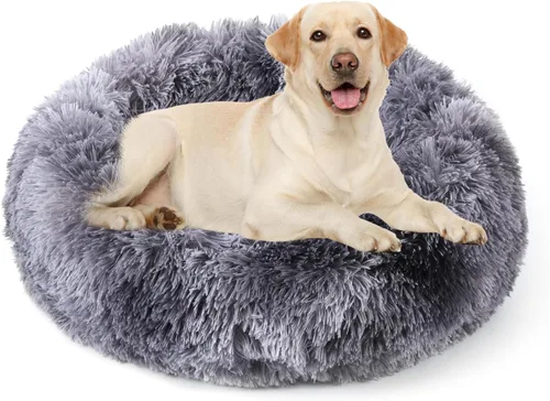Vista 32 de NOYAL Cama Calmante en Forma de Rosquilla para Perros Pequeños a Medianos y Gatos - Cama de Mascotas de Felpa Sintética Anti-Ansiedad con Funda