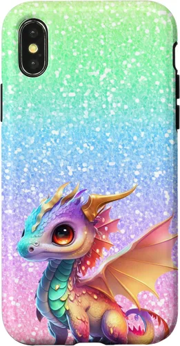 Vista 5 de Funda para iPhone 11 Pro Max colorida rosa naranja bebé dragón bonito cumpleaños Kawaii bonita funda