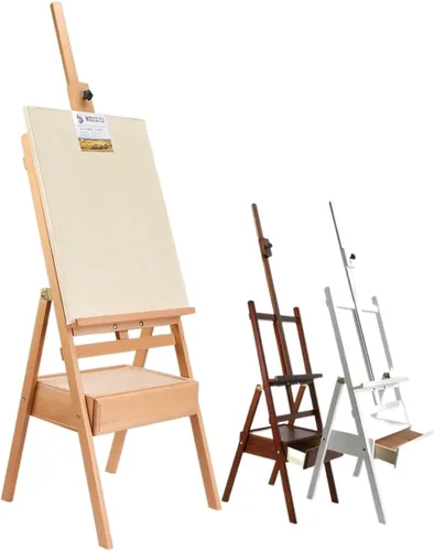 Vista 2 de MaGiLL Caballete de madera maciza Caballete de pintura al óleo para artista, Caballete de pintura, soporte grande para pintura de acuarela