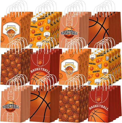 Vista 11 de Outus 24 bolsas de papel para fiesta de fútbol, regalo de fútbol, bolsas de papel con asas, pelota deportiva, bolsa de dulces para pelotas