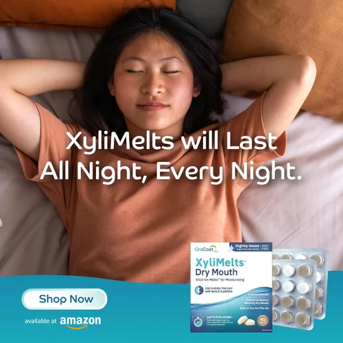 Vista 7 de Xylimelts : Dry Mouth 40 pastillas adhesivas sabor dulce ligero Alivia la boca seca día y noche Acción hasta 8 horas Sin azúcar, sin xilitol