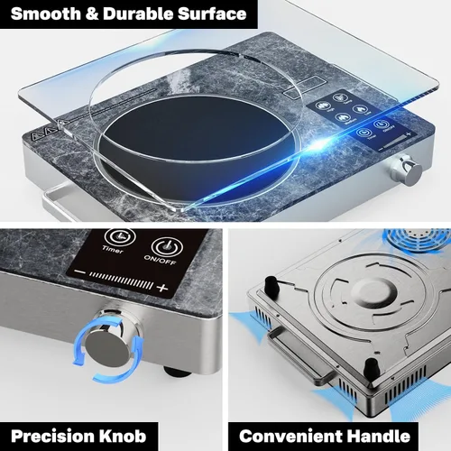 Vista 5 de Estufa infrarroja eléctrica de 1800 W, estufa eléctrica de un solo quemador, quemador portátil para cocinar, placa caliente de cocina enchufable