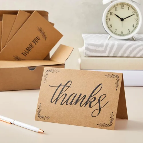 Vista 3 de Tarjetas de felicitación en papel Kraft marrón, THANK YOU