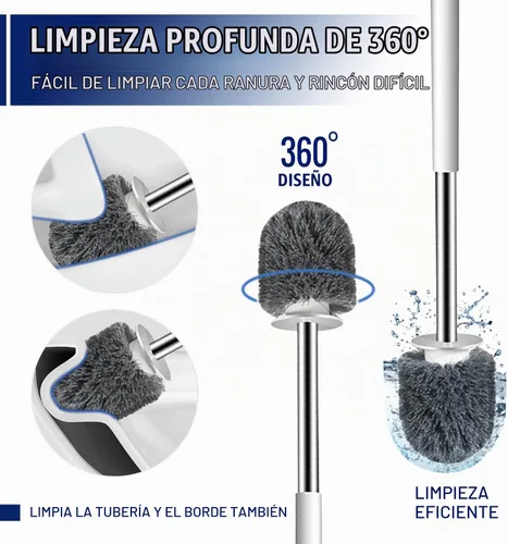 Vista 3 de True Fresh Juego de escobilla y émbolo de inodoro con soporte - Cepillo de acero inoxidable y émbolo de inodoro para servicio pesado - Combo