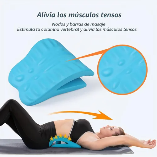 Vista 5 de RESTCLOUD Camilla de espalda para aliviar el dolor de espalda, cojín de estiramiento de espalda, almohada de apoyo lumbar crónica que ayuda