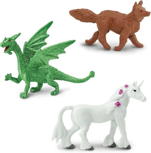 Vista 3 de Safari Ltd. Animales de cuento de hadas TOOB - Figuras de unicornio, dragón, rana, lobo, conejo, cierva, semental blanco, oso, ratón, pájaro azul