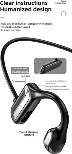 Vista 7 de Auriculares de conducción ósea – 2023 nuevos teléfonos impermeables de conducción ósea con micrófono, auriculares de oreja abierta 5.3, auriculares