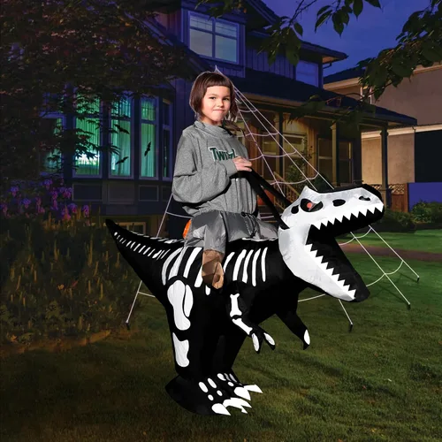 Vista 6 de Dazzle Bright Disfraz inflable de dinosaurio de Halloween, disfraz de dinosaurio inflable para fiesta de cosplay de Halloween