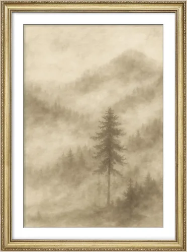 Vista 21 de MUDECOR Lienzo enmarcado prémium para pared, pinos nevados en bosque de invierno, ilustraciones modernas, arte contemporáneo, escénico, divertido