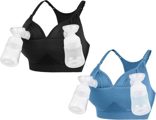 Vista 10 de iloveSIA Sostén para lactancia para mamás que amamantan, sostén sin costuras y con soporte para dormir para maternidad posparto S-2XL pack de 3