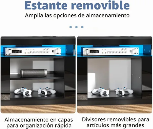 Vista 5 de HOMMPA Soporte de TV LED moderno para televisores de 55/50/43/40/32 pulgadas con tomas de corriente, centro de entretenimiento