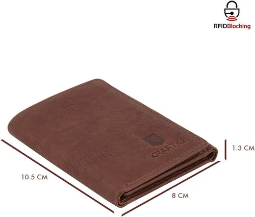 Vista 5 de KRAFTIQ AUSTIN - Cartera triple de cuero marrón curtido vegetal Marrón Vintage