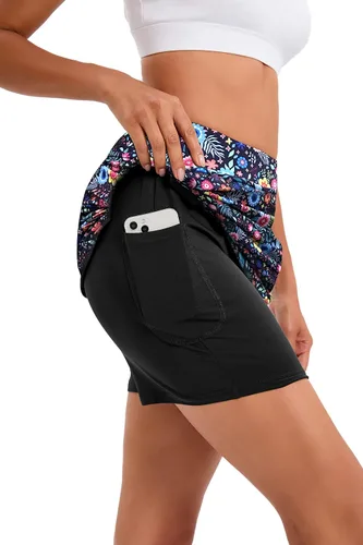 Vista 2 de Oyamiki - Falda pantalón deportiva para mujer, diseño ligero ideal para tenis, correr, entrenamiento, deporte y golf