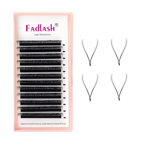 Vista 6 de FADLASH YY - Extensiones de pestañas prefabricadas con forma de Y, de visón sintético, con volumen, ruso, fácil de colocar en forma de Y
