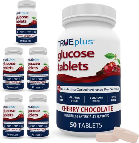 Vista 28 de TRUEplus® Tabletas de glucosa, sabor surtido (uva, frambuesa, naranja), botella de 50 unidades (1)