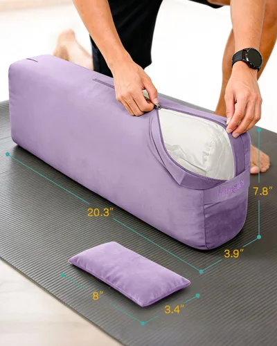 Vista 5 de Juego de almohada de yoga 3 en 1 para relajación y meditación, cojín rectangular de terciopelo de alta calidad con almohada ponderada para ojos