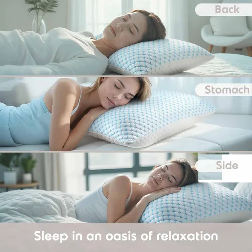 Vista 5 de Nestl - Almohada más refrescante, almohada de espuma viscoelástica con seda y gel que reduce el calor y la humedad, ajustable, lavable