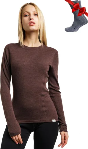Vista 33 de 100% lana merino capa base mujer - camisa térmica de manga larga con 165 gris carbón