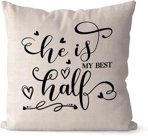 Vista 8 de Fundas de almohada de San Valentín de 16 x 16 pulgadas, con texto en inglés «All Because Two People Fell in Love», fundas de almohada de lino