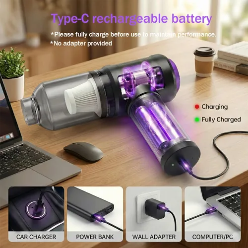 Vista 7 de Aspirador de computadora de 14.5 KPA y plumero de aire eléctrico inalámbrico 3 en 1, 110000 rpm, reemplaza el aire enlatado para torre de PC