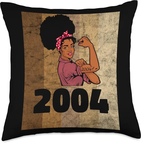 Vista 4 de Vintage 2004 Limited Edition 19th Birthday Afro Girls Women Throw Pillow