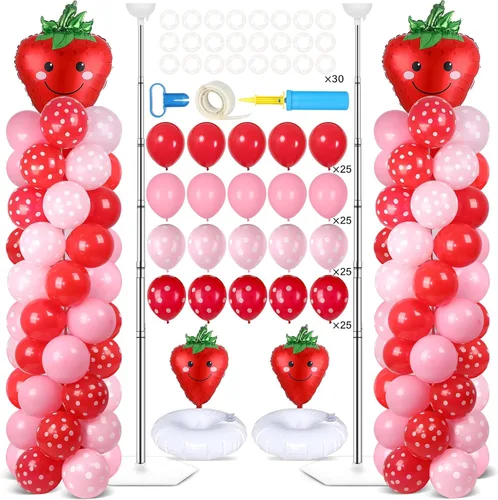 Vista 16 de Juego de 2 soportes de columna de globos nocturnos de película con 102 globos de aluminio de palomitas de maíz, soporte de torre ajustable de 5.57