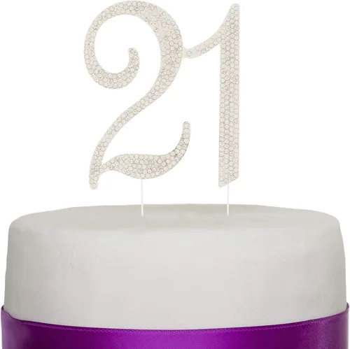 Vista 8 de Decoración para pastel con el número 21 para suministros de fiesta de cumpleaños de 21 años e ideas de decoración (dorado)