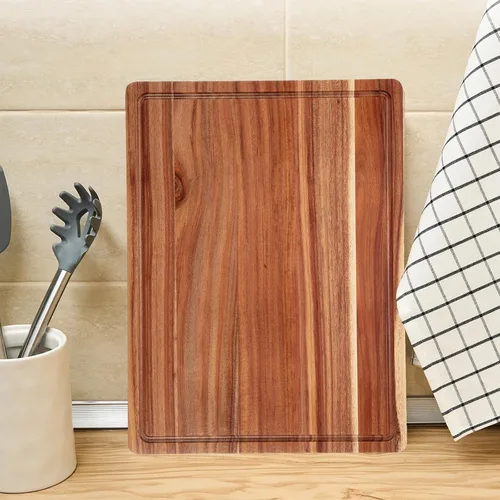 Vista 7 de Tabla de cortar de madera de acacia grande de 20 pulgadas 1.5" de espesor, tabla de cortar de madera reversible para cocina, tabla de quesos
