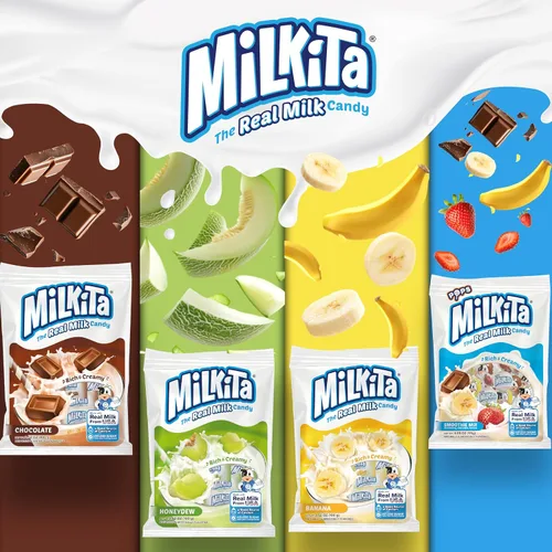 Vista 7 de Milkita Caramelo cremoso de leche de plátano – Dulces saludables bajos en azúcar con leche real para niños y adultos – Caramelos sin grasa y sin