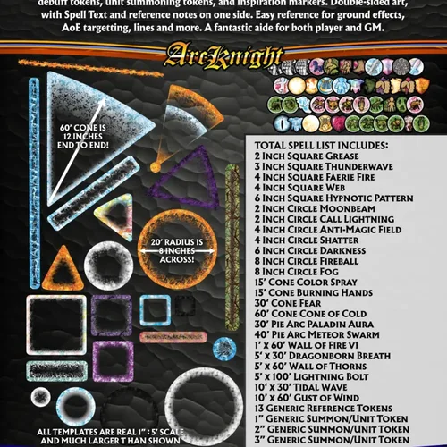 Vista 4 de Arcknight Plantillas AOE de efectos de hechizos de mazmorras y dragones, accesorios DND, juego completo de marcadores de área de efecto para D&D 5E