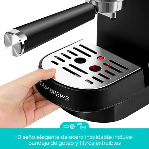Vista 6 de CASABREWS CM5418 Máquina de café expreso, cafetera espresso con varita de Negro