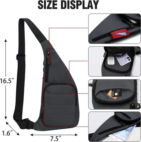 Vista 2 de Peicees Bolso bandolera impermeable para hombre, mochila delgada para hombre, bolso de hombro pequeño para viajes, senderismo