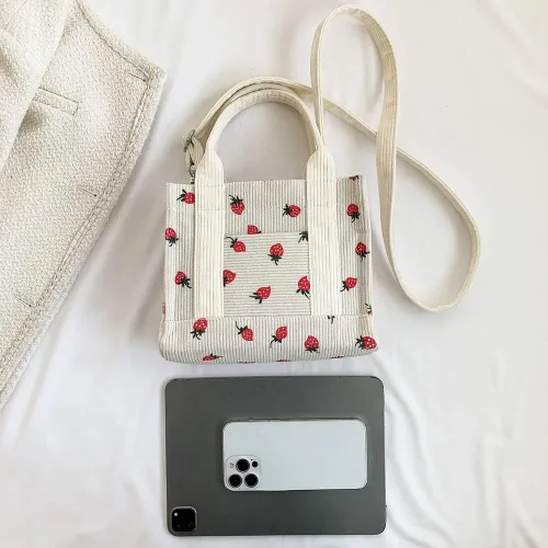 Vista 5 de LIERWOI Bolsa de pana pequeña y bonita bolsa cruzada para mujer, mini bolso de mano Kawaii Hobo con cremallera