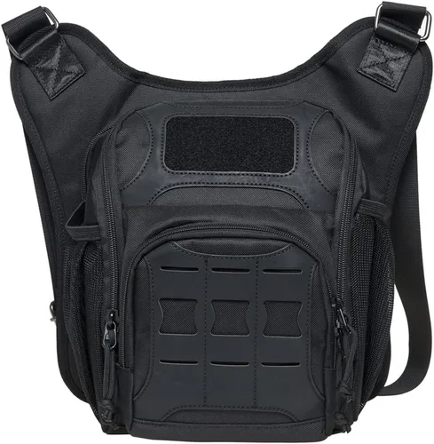 Vista 9 de Bolso de mensajero de lona vintage para hombre, bolso de mensajero de retazos de cuero en el pecho