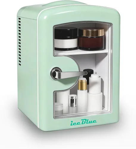 Vista 10 de Iceblue Mini nevera para el cuidado de la piel con ventana de visión, 4 litros/6 latas, mini refrigerador compacto de maquillaje para belleza