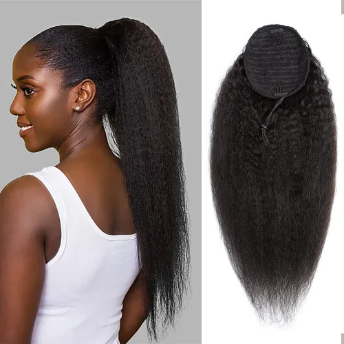 Vista 20 de Extensiones de cola de caballo con correa de cabello humano rizado, 100% cabello brasileño sin procesar, cola de caballo, pasta mágica con clip