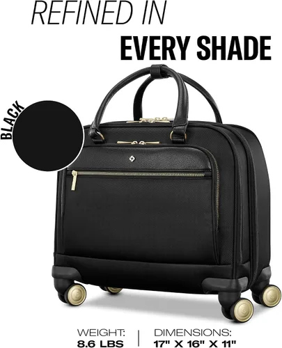 Vista 6 de Samsonite Mobile Solutions 2 Spinner Mobile Office - Bolsa de mano con ruedas para laptop con paso USB, fundas acolchadas para laptop y tableta